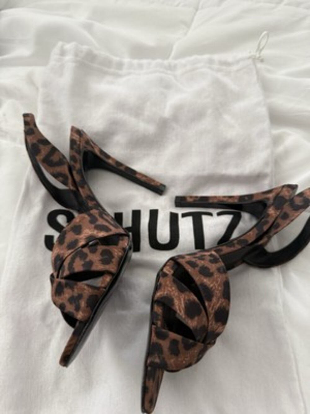 Schutz Keefa Leopard Print Slingback Heels Sandals Brown Black Women 6.5B Brazil - Picture 5 of 6